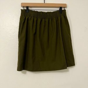J. Crew Wool Blend Mini Skirt w/Pockets Army Green Fully Lined Size 6